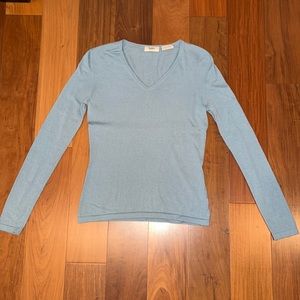 Neiman Marcus cashmere v neck sweater aqua S